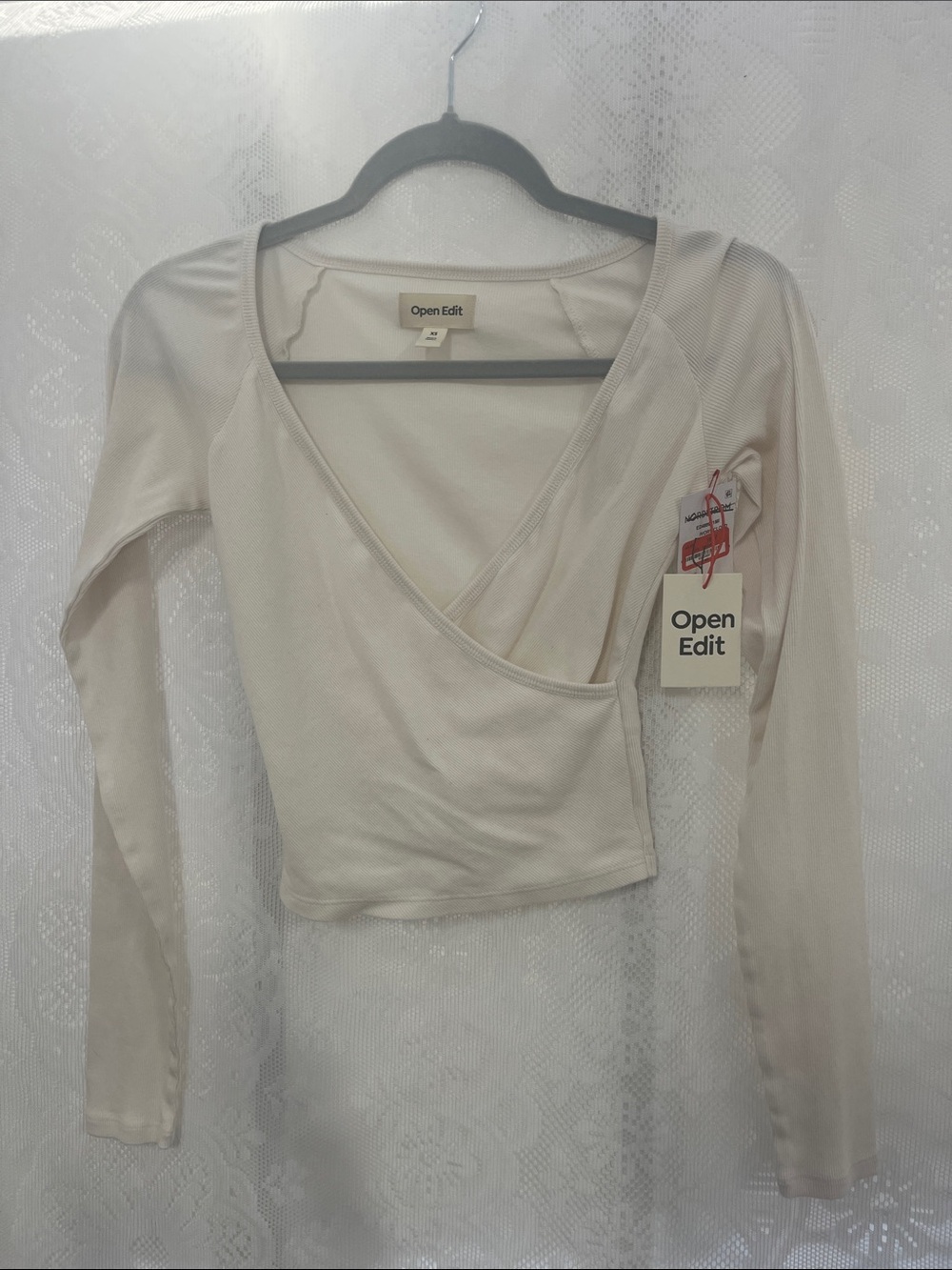 Open Edit Cream Wrap Crop Top NWT XS